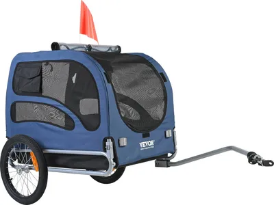 Produktbild von Hundeanhänger 45 kg Fahrradanhänger Kohlenstoffstahl + 600D Oxford-Gewebe + PP faltbar 1440 x 725 x 845 mm als Anhänger Gefaltete Größe 810 x 570 x 195 mm Hundebuggy Jogger Anhänger Blau