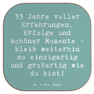 Produktbild von Mr. & Mrs. Panda Untersetzer für Gläser Spruch 33. Geburtstag - Meeresbrise - Geschenk, Tischschoner, Alter, unvergessliche Erinnerungen, Coaster, Geburtstagswünsche