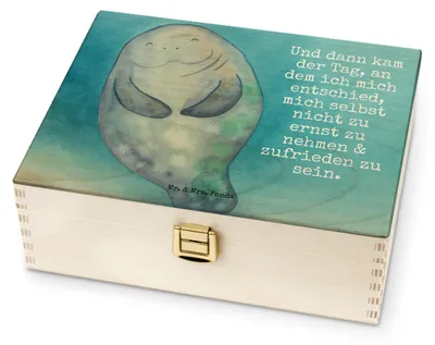 Produktbild von Mr. & Mrs. Panda Tee Box Seekuh Happy Design - Weiß - Geschenk, Teekasten, Achtsamkeit, Urlaub, Respekt, Freundin, Teedose, für Paare, Teebox, holz, Zufrieden, Neuanfang