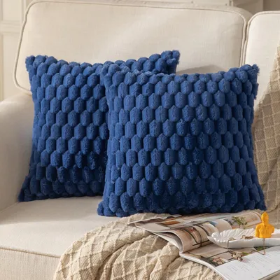Image de Lot de 2 housses de coussin en peluche super douces, 50x50 cm