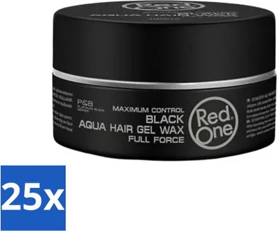 Obrázek produktu pro Red One - Vosk na vlasy - Černý - Aqua gelový vosk na vlasy - Pro silnou fixaci a lesk - 150 ml - hodnotné balení - 25 kusů
