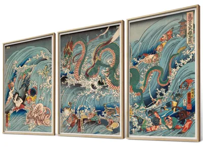 Zdjęcie produktu dla Zestaw plakatów Kuniyoshi Drachenkönig, format A4