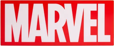 The image shows the Marvel logo in white text on a red background.