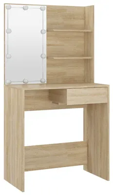Produktbild von vidaXL Schminktisch mit LEDs Sonoma-Eiche 74,5x40x141 cm Holzwerkstoff