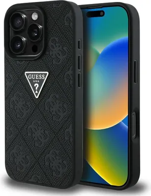 Produktbild von Guess Hot Stamp 4G Pattern Triangle Metal Logo - iPhone 16 Pro Max Hülle (Schwarz)