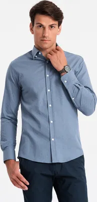 Zdjęcie produktu dla Ombre Clothing koszula z długim rękawem dla mężczyzn Condé Blue L