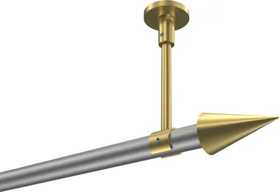 Produktbild von Interdeco Gardinenstange / Vorhangstange Silbergrau / Messing-Optik, Typ Sonette Savio (Kegel) ohne Ringe, Deckenmontage, 20 mm Ø 1-läufig, 420 cm