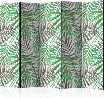 Produktbild von 5-teiliger Einseitiger Vlies Paravent - Wild Leaves II 225x172 cm Blätter b-C-0265-z-c