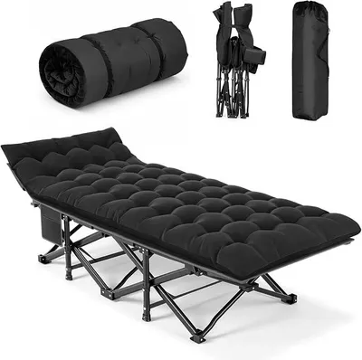 Imagen del producto de Cama plegable para exteriores con colchón, cama de camping portátil de gran tamaño (XXL) con capacidad de hasta 280 kg