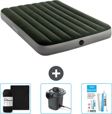 Produktbild von Intex Airbed – Doppelbett – 137 x 191 x 25 cm – Grün – Im Lieferumfang enthalten Spannbettuch - Pumpe en Reperaturset