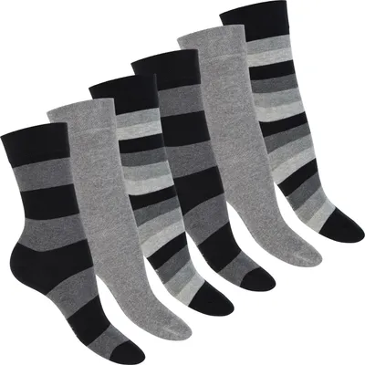 Produktbild von Footstar Damen Herren Ringel Socken (6 Paar) - Grau 35-38