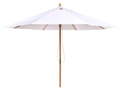 Zdjęcie produktu dla BELIANI Parasol ogrodowy biały poliester ø 270 cm drewniany rozkładany na sznurek