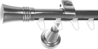 Produktbild von Innenlauf Edelstahl Look Gardinenstange 20mm Wandträger 1-läufig Knauf, Länge wählbar H50 E86 I
