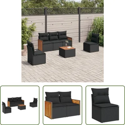 Produktbild von The Living Store 6-tlg. Garten-Sofagarnitur mit Kissen Schwarz Poly Rattan