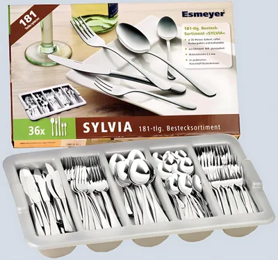 Immagine prodotto di Esmeyer® 156-065 Set economico Sylvia, acciaio inossidabile 18/0, lucidato a specchio, 181 posate per 36 persone