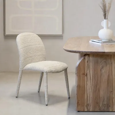 Productafbeelding van Eetkamerstoel Mia Beige Chenille Stapelbaar - Giga Meubel- Set van 2