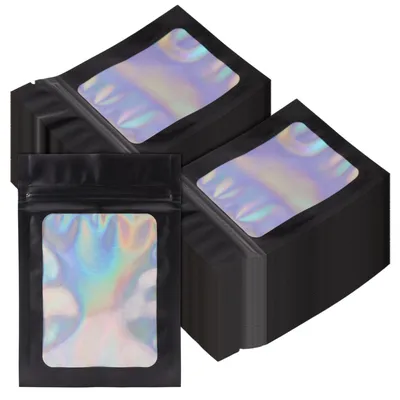 Mylar-Beutel 400 Stück 7x10 cm schwarz mit Sichtfenster