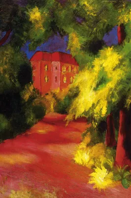 Obrázek produktu pro August Macke art print obrázek - Červený dům v parku, 1914 (120 x 80 cm)