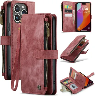 Produktbild von iPhone 16 Pro Max Hülle - CaseMe C30 Klapphülle mit Brieftasche - Rot