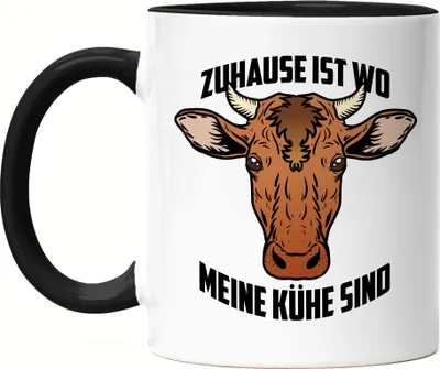 Produktbild von Zuhause Ist Wo Meine Kühe Sind Tasse Schwarz Kuh-Fans Kuh-Liebhaber Milchkuh Landwirt Geschenkidee