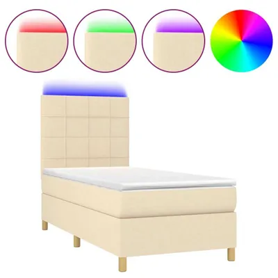 Produktbild von vidaXL Boxspringbett mit Matratze & LED Creme 100x200 cm Stoff