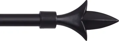 Close-up of a black curtain rod finial.