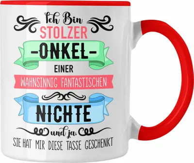 Produktbild von Trendation - Onkel Geschenk von Nichte Lustige Tasse Spruch Geschenke für Onkel Nichten Geschenkidee (Rot)