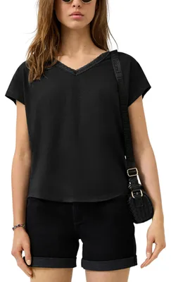 Produktbild von QS Damen Modalmixshirt T-Shirt, 9999_schwarz, XL EU
