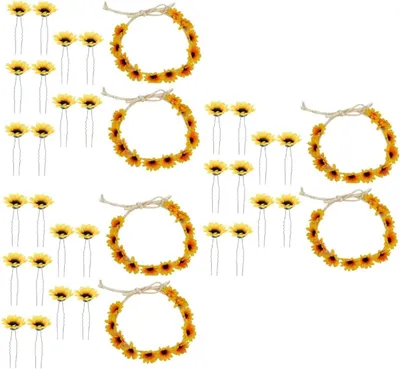 Produktbild von 6 Sonnenblumen-Haarspangen für Frauen, Stirnband mit Blumen, Haarschmuck für Hochzeiten, Girlande, Blumenkranz und Blumenhaarkranz