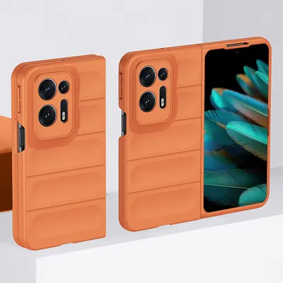 Produktbild von Oppo Find N2 Hülle, Silikon Gummiert Stossfest Anti-rutsch Schutzhülle für Oppo Find N2 Orange