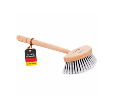Produktbild von Allzweck Fensterwascher mit Griff Holzgriff Stiel Waschbürste 45cm Lang Halbmond runde Form Wascher Bürste für Fenster Türen Auto Caravan