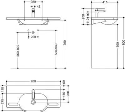 Produktbild von HEWI 950.19.009 Produktset WT u. Armatur,