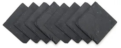 Schiefer-Untersetzer, 8er-Set, 10,16 x 10,16 cm, Naturstein