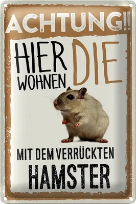 Produktbild von Blechschild Spruch 20x30cm Achtung hier Hamster