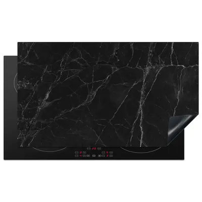 Produktbild von KitchenYeah© Herdabdeckplatte Marmor - Schwarz , 90x52cm, Küche Deko, Glaskeramikkochfeld Herdabdeckung, Abdeckplatte fùr Kochfeld