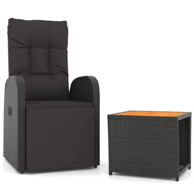 Produktbild von vidaXL 2-tlg. Garten-Lounge-Set Schwarz Poly Rattan Massivholz Akazie