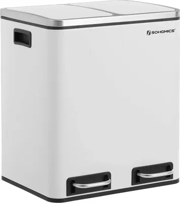 Productafbeelding van Hoppa! | Vuilnisbak voor de keuken | 30 liter | Metaal | Met soft-close deksel | Wit