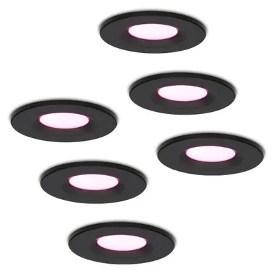 Zdjęcie produktu dla hoftronicsmart LED Reflektor do zabudowy 6W 450lm RGBWW IP65 Czarny Zestaw 6 sztuk
