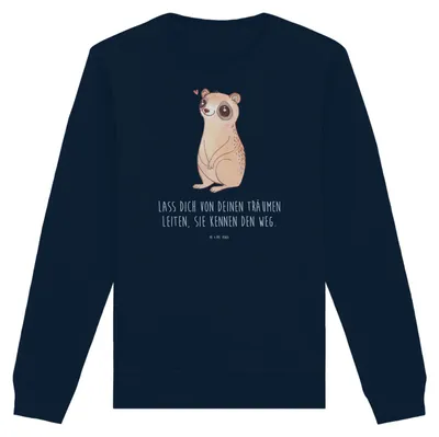 Produktbild von Mr. & Mrs. Panda Baumwoll Pullover Plumplori Glücklich Größe L - French Navy - Geschenk, Pulli, Glück, Niedlich, Sweatshirt, Lustige Sprüche, Rundhals, Sweater
