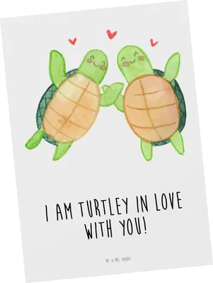 Produktbild von Mr. & Mrs. Panda Postkarte Schildkröten Paar - Weiß - Geschenk, Postkarten, Freund, für Frauen, Freundin, Hochzeitstag, Jahrestag, Ansichtskarte, Grußkarte, Fotokarte