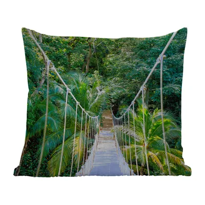 Obrázek produktu pro MuchoWow® Vnější polštář - Džungle - palma - most - příroda - rostliny -40x40 cm- Odolnost proti povětrnostním vlivům - polštář do obývacího pokoje