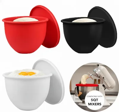 Produktbild von 3x Silikoneinsatz für Kitchenaid, Silikonschüssel Zubehör für 4,5 Quart Küchenmaschine, Rührschüssel-Einsatz mit Deckel, Rutschfestes,Hitzebeständiges