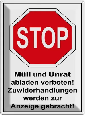 Produktbild von vianmo Blechschild 40x30 cm Stop Müll und Unrat verboten Warnschild Hinweisschild Sicherheit Vorsicht