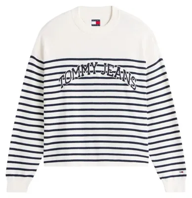 Produktbild von Tommy Jeans - Sweatshirt für Damen, Rundhalsausschnitt, gerippt GT20898 (36 DE) (Antikweiß)
