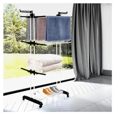 Produktbild von Faltbarer Wäscheständer für den Innenbereich mit Rädern und Flügeln, geeignet für Schlafzimmer, Balkon und Höfe