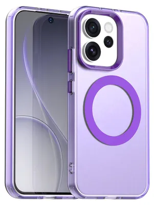 Image de Étui magnétique pour Oppo Reno15 Pro Max, étui fin, mat, translucide et résistant aux chocs - Violet