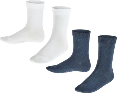 Produktbild von FALKE Kinder Socken, 2er Pack - Happy, Kurzsocken Weiß/Blau 31-34