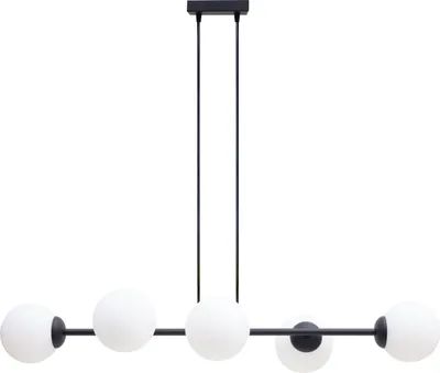 Produktbild von Pendelleuchte Metall Glas E27 H: max. 90 cm Schwarz Weiß Kugelschirm Modern Hängelampe