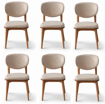 Immagine prodotto di 6 sedie da pranzo con schienale, design moderno, in legno, confortevoli, eleganti, dai colori chiari