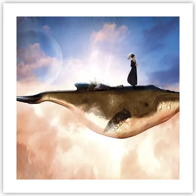 Produktbild von Poster - Poster ohne Rahmen - Wal Frau Himmel - 50x50 cm - Wand Bild - Wanddeko - Wandbilder - Kunstposter - Wandposter - Bilder - Kunstdruck - Wanddekoration - Wandbild - P2XAC50x50-5040